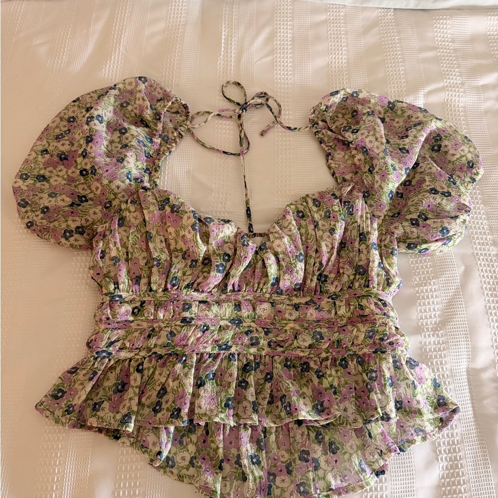 ASTR the Label Floral Puff Sleeve Blouse